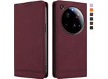 Custodia Per Xiaomi 15 Ultra, Custodia Retro In Finto Cuoio Con Supporto E Slot Per Carte Di Credito Rosso