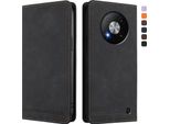 Custodia Per Zte Blade A73 5G, Retro Custodia In Finto Cuoio Flip Con Supporto E Slot Per Schede Nero