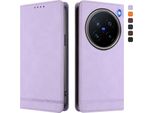 Custodia Per Vivo X200 Pro, Custodia Retro In Finto Cuoio Flip Con Supporto E Slot Per Carte Purple