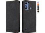 Custodia Per Zte Blade A53, Custodia Retro In Finto Cuoio Con Supporto E Slot Per Schede Nero