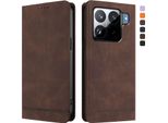 Custodia Per Xiaomi 15S Pro, Retro Custodia In Finto Cuoio Flip Con Supporto E Slot Per Schede Brown