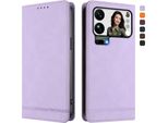 Custodia Per Xiaomi 17 Pro Max, Custodia Retro In Finto Cuoio Con Supporto E Slot Per Carte Di Credito Viola
