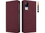 Custodia Per Xiaomi Civi 1S, Custodia Retro In Finto Cuoio Con Supporto E Slot Per Carte Di Credito Rosso