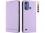 Custodia Per Zte Blade A53 Pro, Retro Custodia In Finto Cuoio Flip Con Supporto E Slot Per Carte Purple