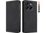 Custodia Per Zte Blade V70, Custodia Retro In Finto Cuoio Flip Con Supporto E Slot Per Schede Nero