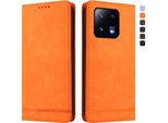Custodia Per Xiaomi 13 Pro, Custodia Retro In Finto Cuoio Flip Con Supporto E Slot Per Schede Arancione