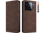 Custodia Per Xiaomi 15, Custodia Retro In Finto Cuoio Con Supporto E Slot Per Carte Di Credito Marrone
