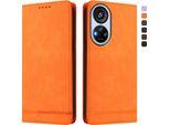 Custodia Per Zte Blade V40S, Custodia Retro In Finto Cuoio Flip Con Supporto E Slot Per Schede Arancione