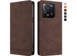 Custodia Per Xiaomi 13T / Xiaomi 13T Pro, Retro Custodia Flip In Finto Cuoio Con Supporto E Slot Per Carte Di Credito Marrone