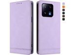 Custodia Per Xiaomi 13 Pro, Retro Custodia In Finto Cuoio Flip Con Supporto E Slot Per Carte Purple