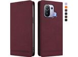 Custodia Per Xiaomi Mi 11 Pro, Custodia Retro In Finto Cuoio Con Supporto E Slot Per Carte Rosso