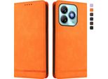 Custodia Per Zte Blade A75 4G, Custodia Retro In Finto Cuoio Con Supporto E Slot Per Schede Arancione