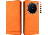 Custodia Per Vivo X200, Custodia Retro In Finto Cuoio Con Supporto E Slot Per Carte Di Credito Arancione