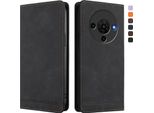 Custodia Per Zte Blade A76 5G, Retro Custodia In Finto Cuoio Flip Con Supporto E Slot Per Schede Nero