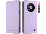 Custodia Per Zte Blade A73 5G, Retro Custodia In Finto Cuoio Flip Con Supporto E Slot Per Carte Purple