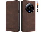 Custodia Per Xiaomi 13 Ultra, Custodia Retro In Finto Cuoio Con Supporto E Slot Per Carte Di Credito Marrone