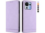 Custodia Per Zte Blade V50 Vita, Custodia Retro In Finto Cuoio Con Supporto E Slot Per Carte Di Credito Viola