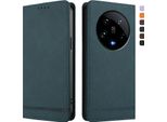 Custodia Per Xiaomi 14 Ultra, Custodia Retro In Finto Cuoio Flip Con Supporto E Slot Per Carte Verde