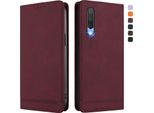 Custodia Per Xiaomi Mi CC9 / Mi 9 Lite, Retro Custodia In Finto Cuoio Flip Con Supporto E Slot Per Carte Rosso