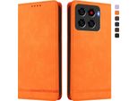 Custodia Per Zte Blade A56, Custodia Retro In Finto Cuoio Flip Con Supporto E Slot Per Schede Arancione
