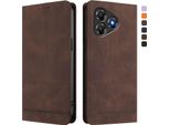 Custodia Per Zte Blade A36, Custodia Retro In Finto Cuoio Con Supporto E Slot Per Carte Di Credito Marrone