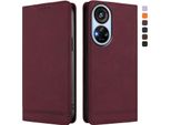 Custodia Per Zte Blade V40S, Custodia Retro In Finto Cuoio Con Supporto E Slot Per Carte Rosso