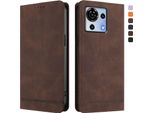 Custodia Per Zte Blade V50 Vita, Custodia Retro In Finto Cuoio Con Supporto E Slot Per Carte Di Credito Marrone