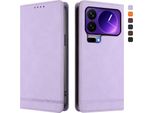 Custodia Per Xiaomi 17 Pro, Custodia Retro In Finto Cuoio Flip Con Supporto E Slot Per Carte Purple