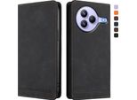 Custodia Per Xiaomi Civi 5 Pro, Retro Custodia In Finto Cuoio Flip Con Supporto E Slot Per Carte Nero