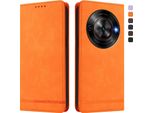 Custodia Per Zte Blade A75 5G, Custodia Retro In Finto Cuoio Con Supporto E Slot Per Schede Arancione