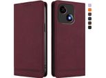 Custodia Per Zte Blade A35E, Custodia Retro In Finto Cuoio Con Supporto E Slot Per Carte Di Credito Rosso