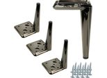 Set Di Gambe Per Mobili Cromate Nere Da 4 A 15 Cm Di Altezza, Elegante Stile "Stiletto"", Ideale Per Mobili Imbottiti E Mobili Tv, Con Accessori Di Montaggio E Piedini Di Protezione."