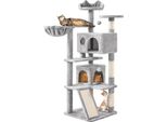 Katzenbaum mit Sisalsäulen und Spielzubehör - 49 x 49 x 139 cm - hellgrau