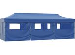 Tenda Pieghevole Pop-Up Per Feste Con 8 Pareti Laterali 3 X 9 M Blu