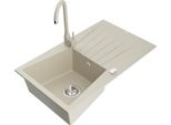 Mexen Cesar Lavello In Granito 1-Vasca Con Scolapiatti E Rubinetto Da Cucina Telma, Beige - 6514-69-670200-69