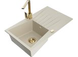 Mexen Cesar Lavello In Granito A 1 Vasca Con Sgocciolatoio E Rubinetto Da Cucina Rita, Beige - 6514-69-670300-50
