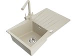 Mexen Cesar Lavello In Granito 1 Vasca Con Sgocciolatoio E Rubinetto Cucina Duero, Beige - 6514-69-671600-69