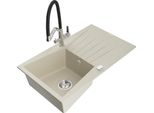 Mexen Cesar Lavello In Granito A 1 Vasca Con Scolapiatti E Miscelatore Da Cucina Duo, Beige - 6514-69-671701-07