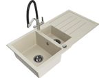 Mexen Andres Lavello In Granito 1,5 Vasche Con Scolapiatti E Rubinetto Da Cucina Duo, Beige - 6515-69-671701-07-B