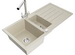 Mexen Andres Lavello In Granito 1,5 Vasche Con Gocciolatoio E Rubinetto Da Cucina Duero, Beige - 6515-69-671600-00