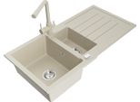 Mexen Andres Lavello In Granito 1,5 Vasca Con Scolapiatti E Rubinetto Da Cucina Duero, Beige - 6515-69-671600-69
