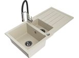 Mexen Andres Lavello In Granito 1,5 Vasche Con Gocciolatoio E Rubinetto Da Cucina Aster, Beige - 6515-69-73450-07-B
