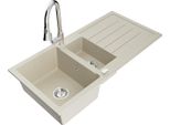 Mexen Andres Lavello In Granito A 1,5 Vasca Con Gocciolatoio E Miscelatore Cucina Elia, Beige - 6515-69-670101-00