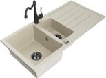 Mexen Andres Lavello In Granito 1,5 Vasca Con Scolapiatti E Rubinetto Da Cucina Carla, Beige - 6515-69-670700-70