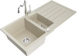 Mexen Andres Lavello In Granito 1,5 Vasca Con Scolapiatti E Rubinetto Da Cucina Carla, Beige - 6515-69-670700-00