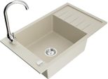 Mexen Elias Lavello In Granito 1-Vasca Con Sgocciolatoio E Rubinetto Da Cucina Telma, Beige - 6511-69-670200-00