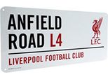Insegna In Metallo Del Liverpool Fc Con Stemma Ufficiale Del Club E Indirizzo Dello Stadio BS644 (Taglia Unica) (Bianco)