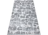 Tappeto Mefe Moderno 6184 Pavimentazione Mattone - Structural Due Livelli Di Pile Grigio Scuro Grigio 120X170 Cm