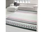 Tappeto Orientale Da Salotto A Quadri In Grigio Crema Viola Dimensioni - 120 X 170 Cm