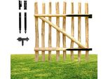 Floranica Portail En Bois De Noisetier 100 X 70 Cm – Portillon Pour ClôTure En ChâTaignier – Porte De Jardin Incl. CharnièRes